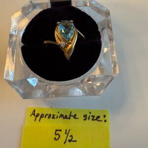 Premier Designs Gold Ring with Sky-Blue Teardrop Gemstone